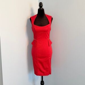 bebe Red Dress, party, night out, wedding guest, prom